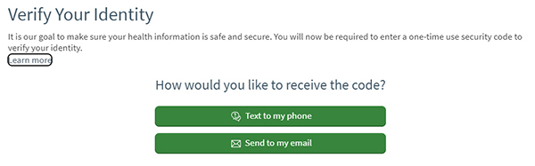 MyChart two-factor authentication verify with code
