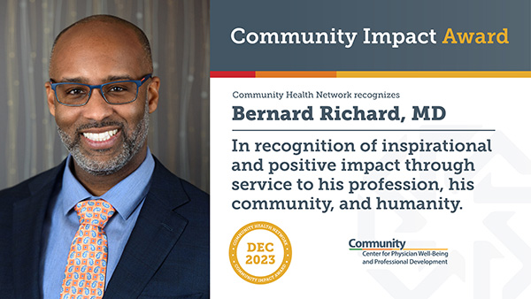 Dr. Bernard Richard, recipient of the Community Impact Award in December 2023