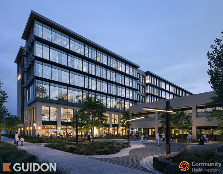 Westfield campus garden and courtyard rendering