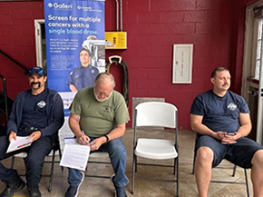 Greenwood Fire Dept firefighters waiting for Galleri test