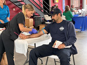 Greenwood Fire Dept firefighter receiving Galleri test