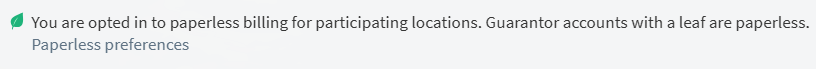 Paperless billing preferences link in MyChart