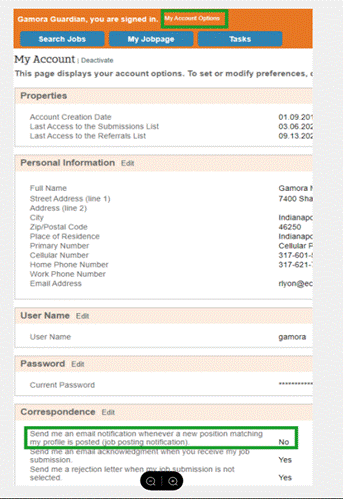 Account options