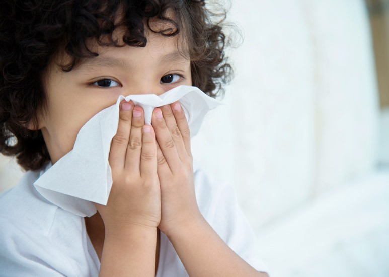 Child with a nosebleed