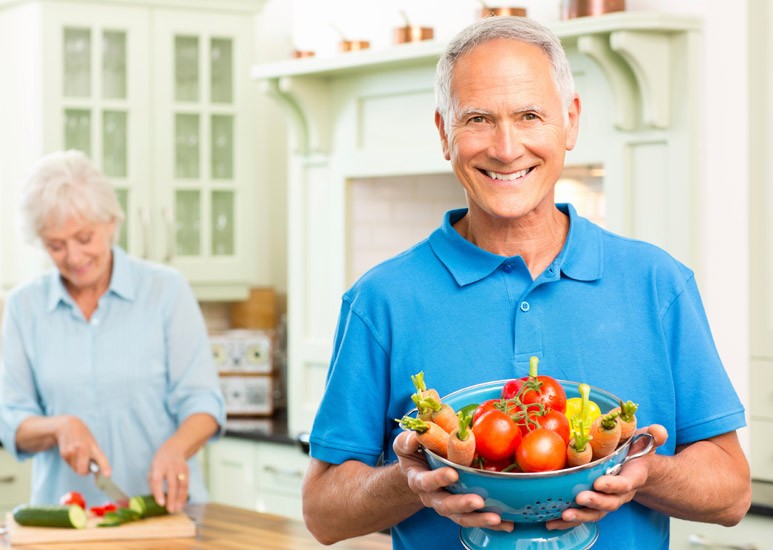 Senior man eating healthy