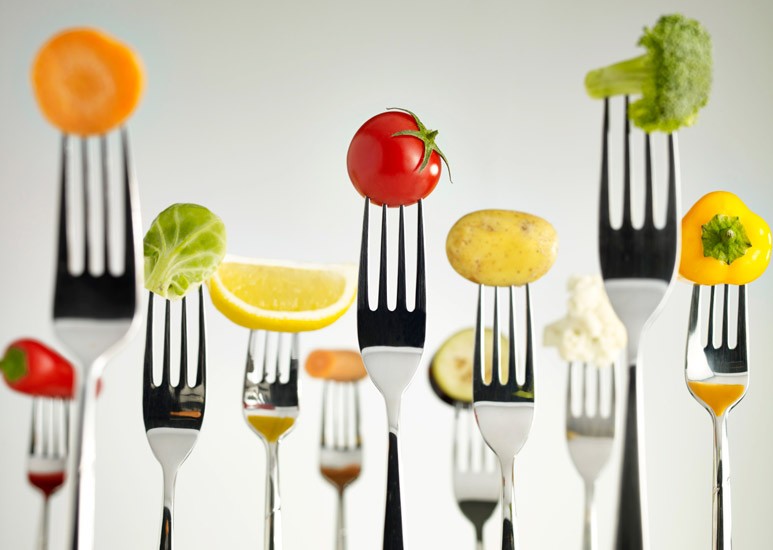 Veggies on forks