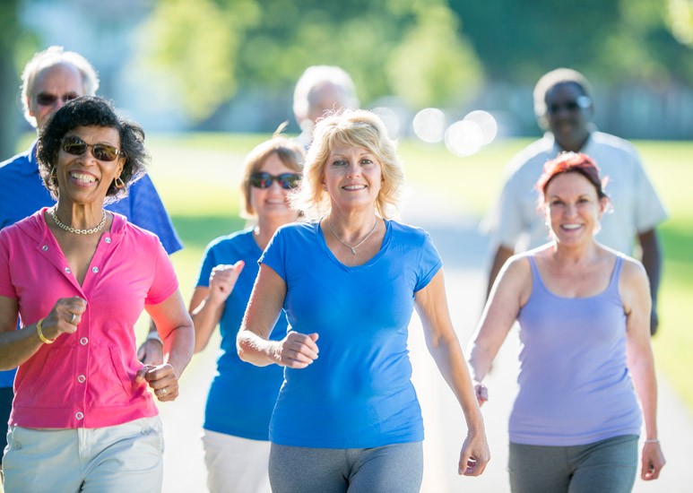 Walking group doing a health challenge