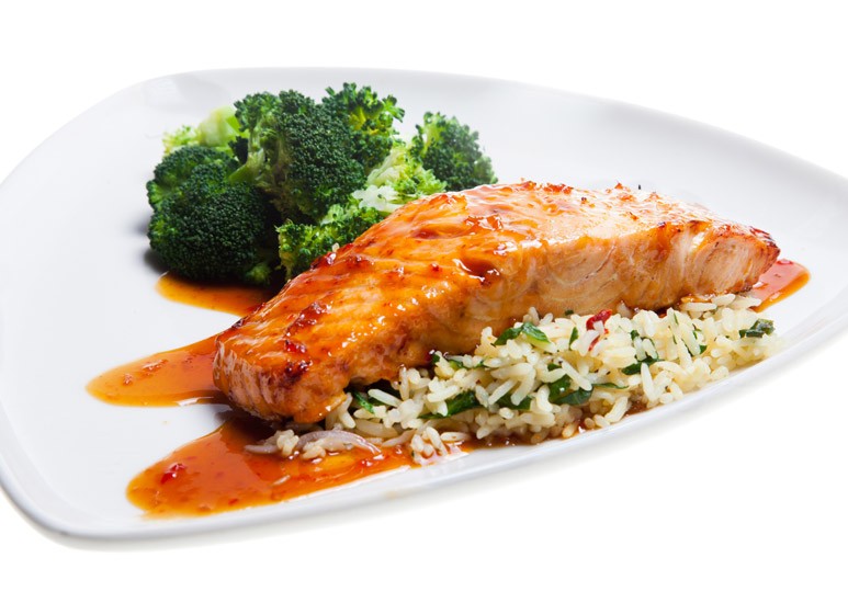 Glazed salmon dish