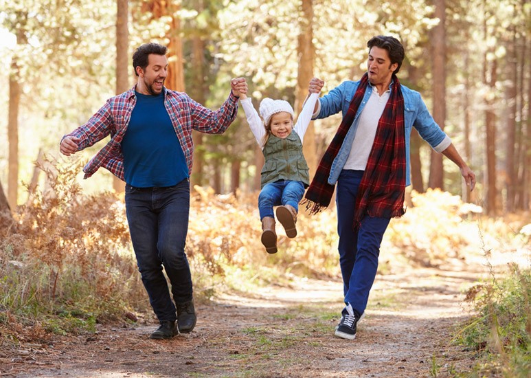 Family walking on a fall day