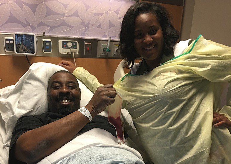 Ray and his sister before his transplant surgery