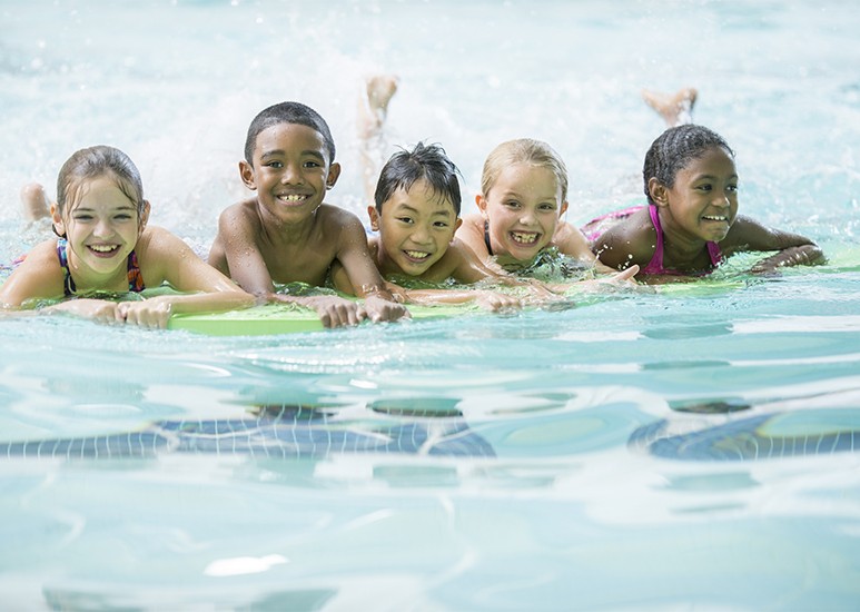 Group of kids in a swimming pool