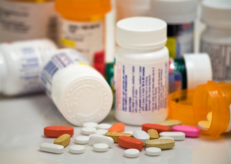 Pill bottles and pills