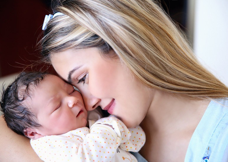 Mom and newborn baby