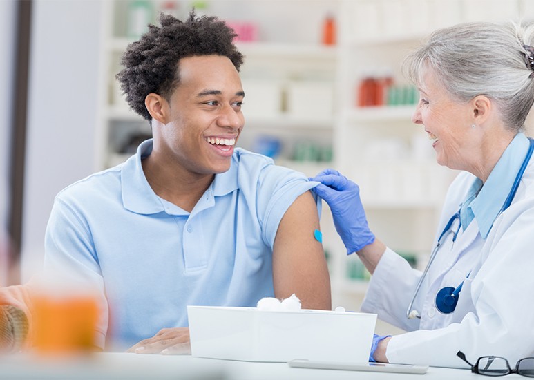 Man getting flu shot