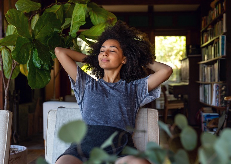 woman relaxing at home