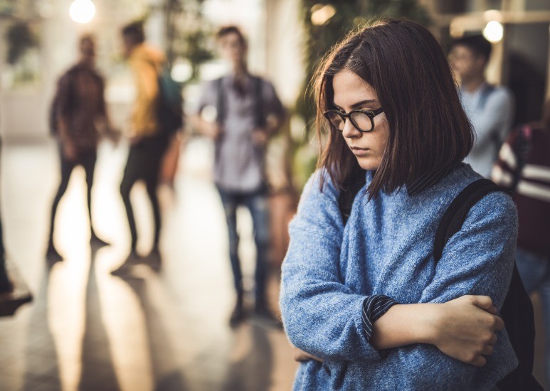girl at school being bullied
