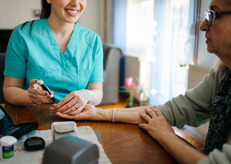 Patient getting A1C diabetes test at home