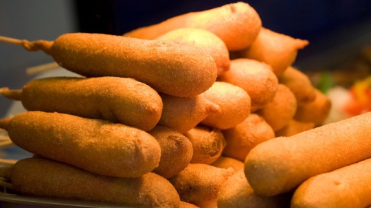 Tray of corn dogs
