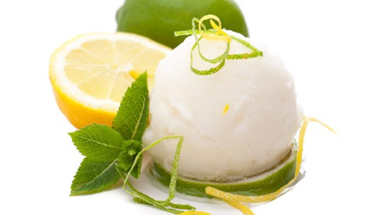 Lemon and lime sherbet with zest