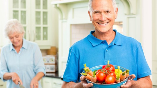 Senior man eating healthy