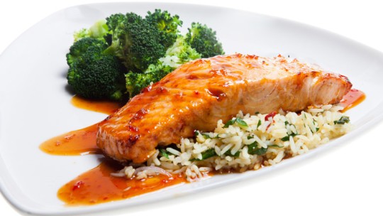 Glazed salmon dish