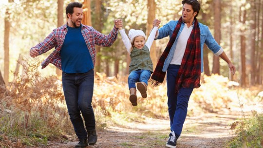 Family walking on a fall day