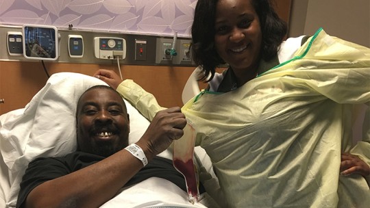 Ray and his sister before his transplant surgery