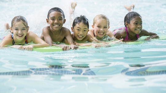Group of kids in a swimming pool