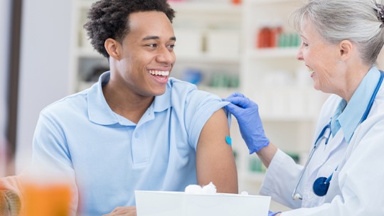 Man getting flu shot