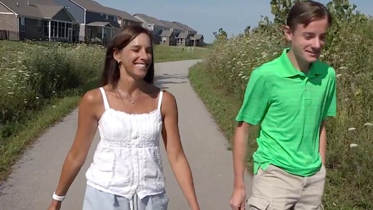 Jennifer walking with son after Addison's Disease treatment