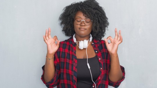 young woman with headphones