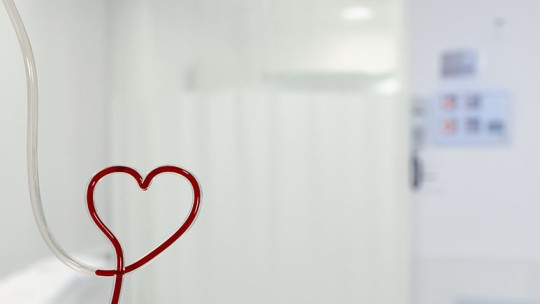 Cord with blood in heart shape