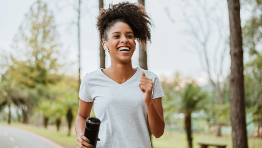 Woman taking a walk in the summertime.