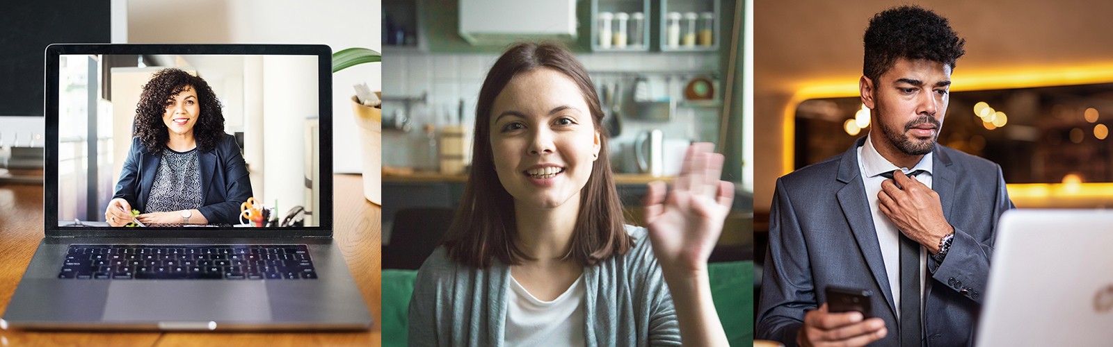 People interviewing virtually