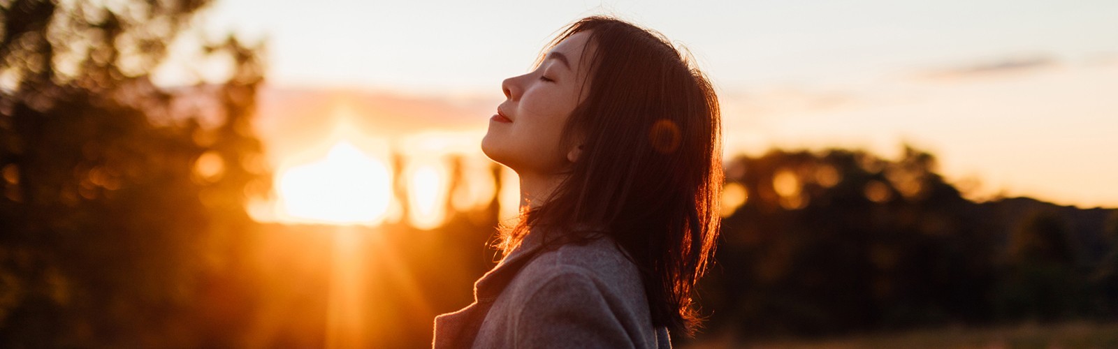 Woman and sunset