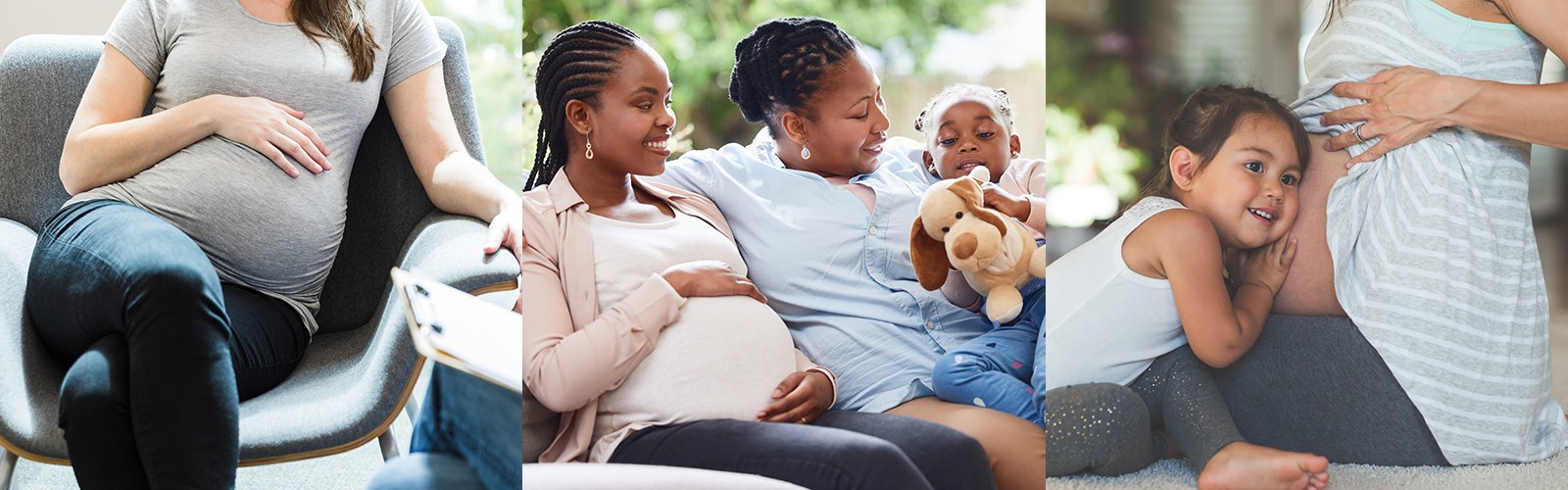 Diverse pregnant women and families