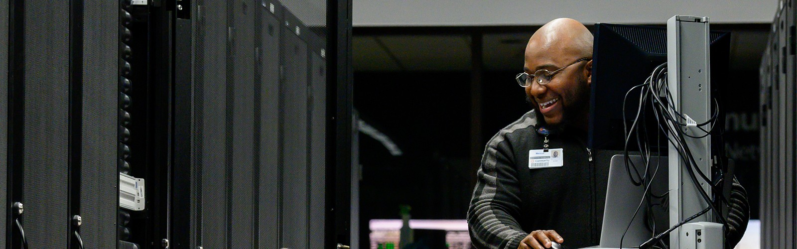 IT professional in server room