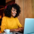 Woman working on laptop