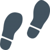 Footprints representing steps in a process