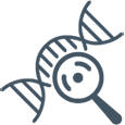 DNA with microscope icon