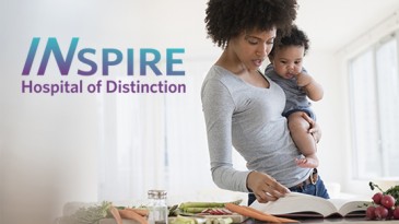 Mom and baby with healthy foods