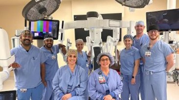 Thoracic surgical team with ION robot for lung cancer removal