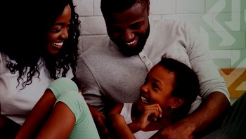 Family laughing together