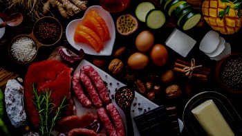 Assorted healthy fruits, vegetables and meats