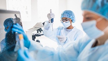Scientists working in lab
