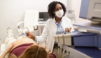 Pregnant woman having an ultrasound