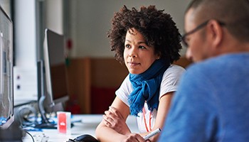 African American businesswoman in office