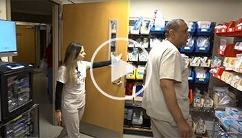 Patient care technicians getting supplies